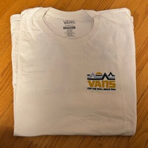Vans White Tee with Logo and Mountain Design